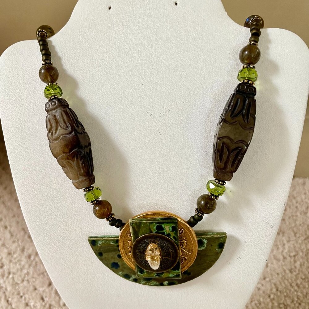 Wearable Art! Handmade Original Carol Kent Necklace and Earrings Set - Picture 14 of 15